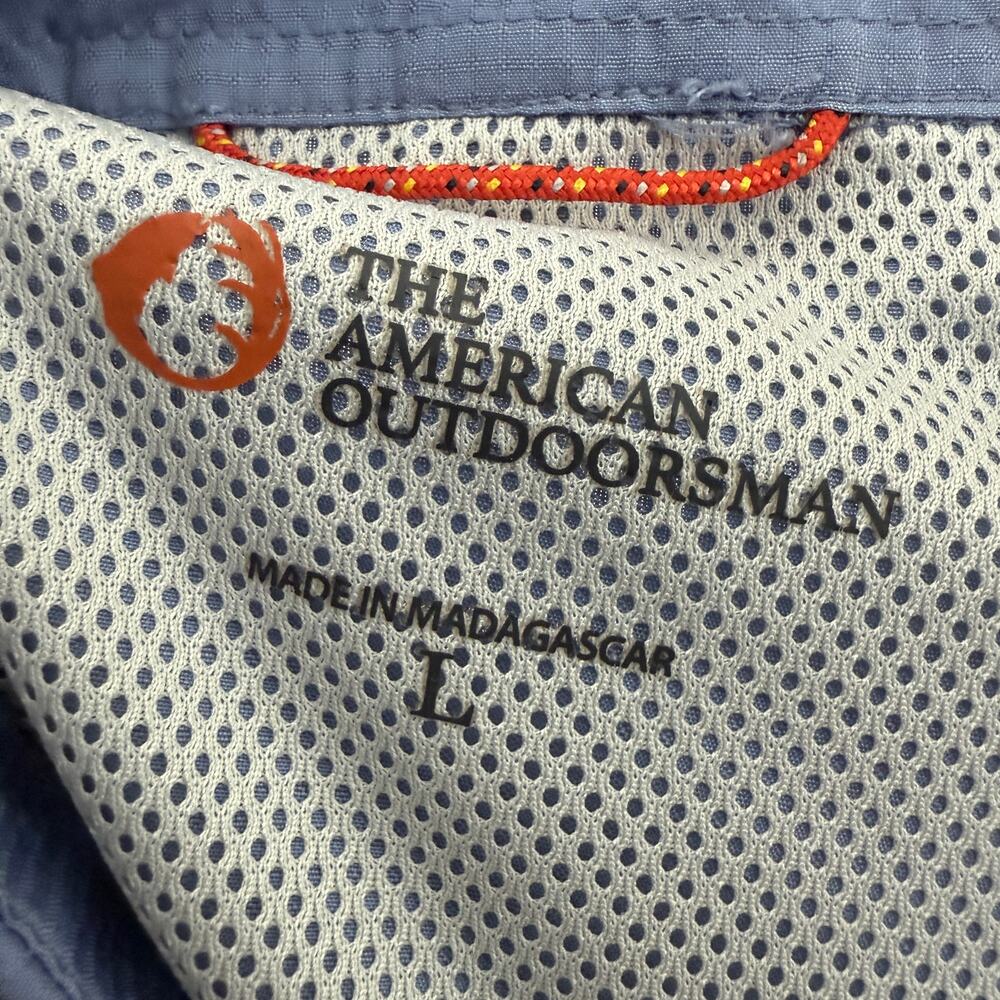 The American Outdoorsman Shirt Blue Fishing Vented Short Sleeve UPF Mens L - Picture 4 of 6